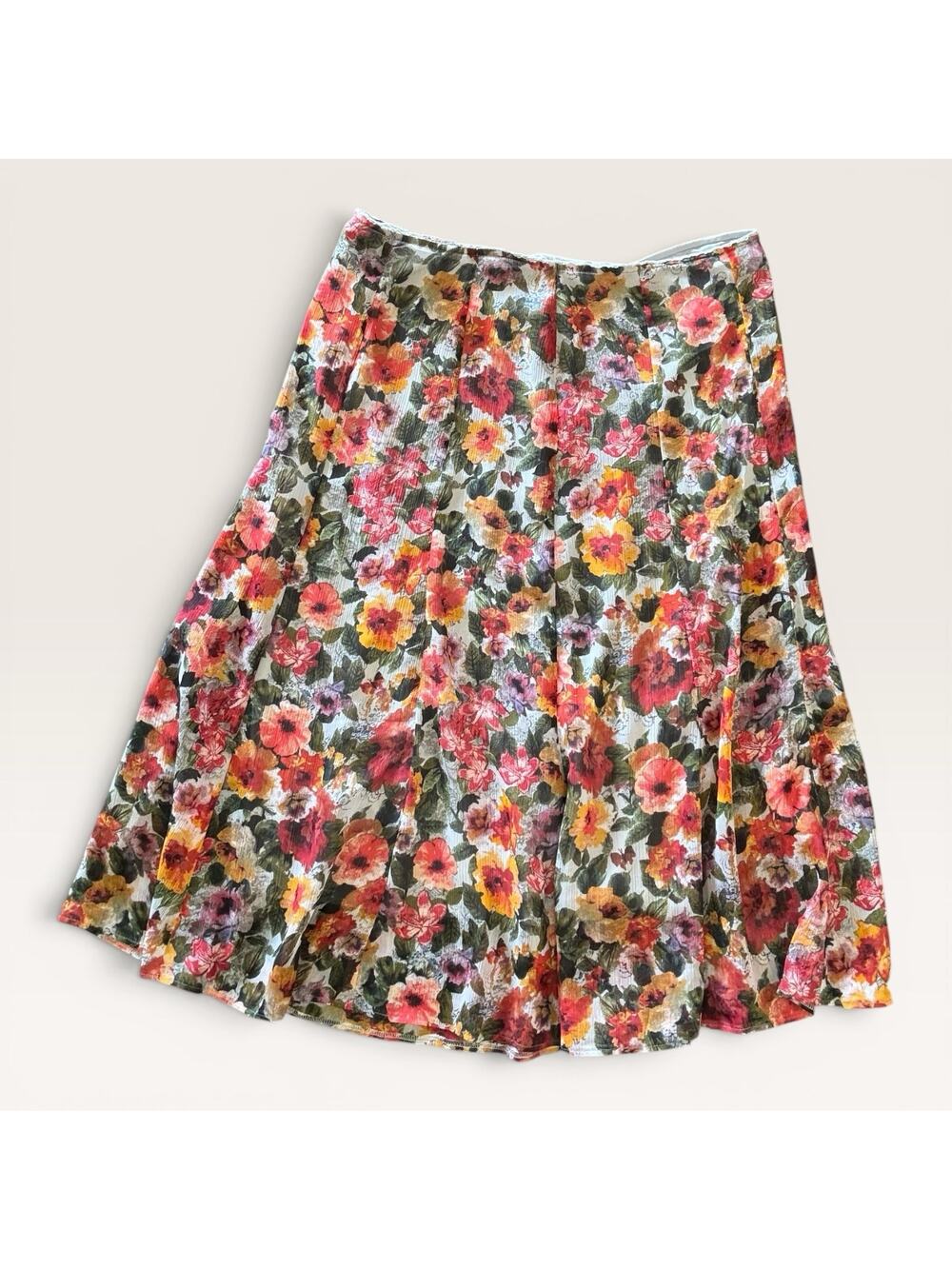 Vintage Gerry Weber Floral Midi Skirt Watercolor Garden A-Line Summer medium